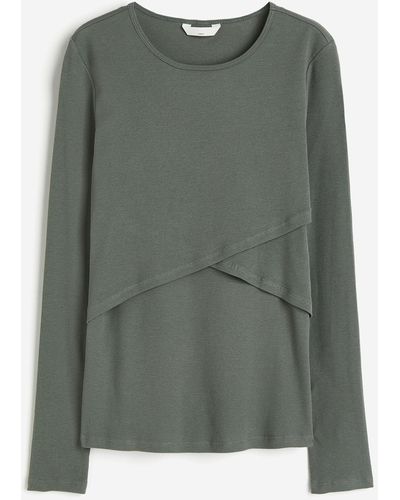 H&M MAMA Geripptes Stillshirt - Grün