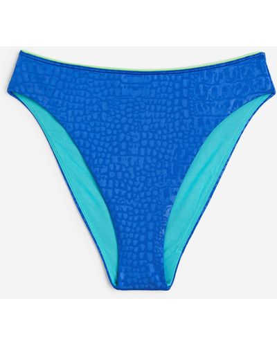 H&M Bikinibroekje Hoge Taille En Krokodillenleerprint - Blauw