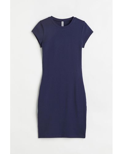 H&M Bodycon-Kleid aus Baumwolle - Blau