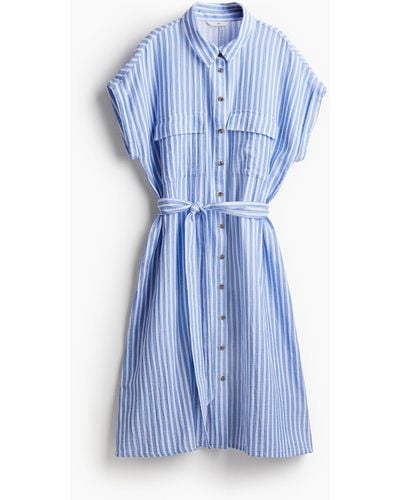 H&M Blusenkleid mit Bindegürtel - Blau