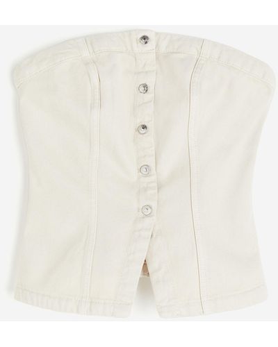 H&M Top bandeau en denim - Blanc