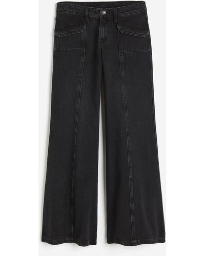 H&M Wide Regular Jeans - Schwarz