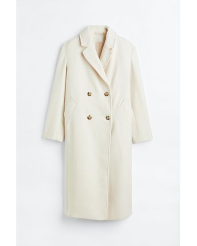 H&M Zweireihiger Mantel - Weiß