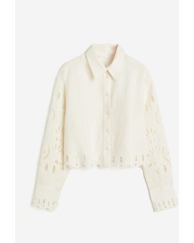 H&M Overhemdblouse Met Broderie Anglaise - Wit