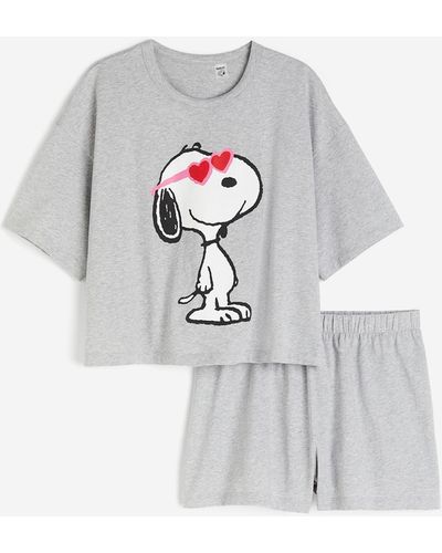 H&M Bedruckter Pyjama - Weiß