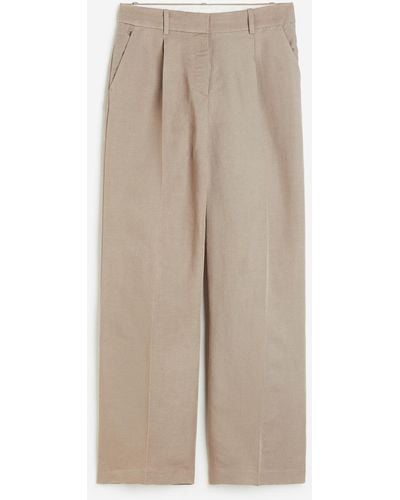 H&M Pantalon ample en lin mélangé - Neutre