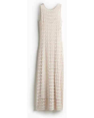 H&M Kleid in Pointellestrick - Weiß