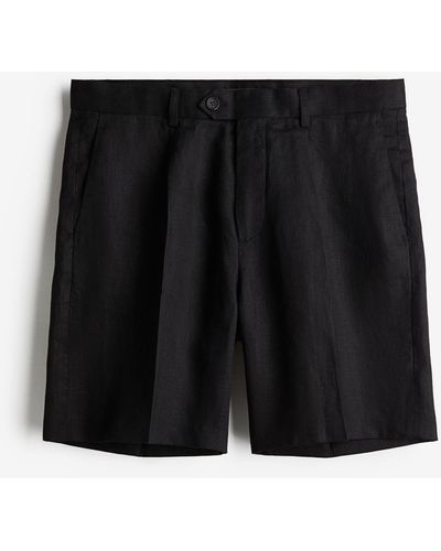 H&M Elegante Shorts aus Leinen Relaxed Fit - Schwarz