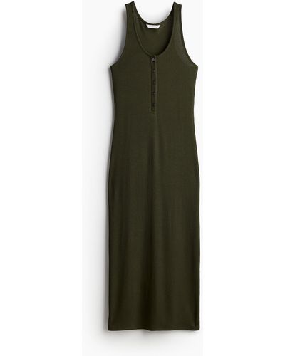 H&M Jerseykleid mit Knopfleiste - Grün