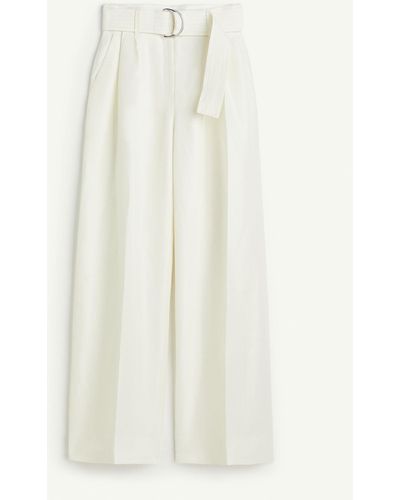 H&M Pantalon en lin mélangé avec ceinture - Blanc