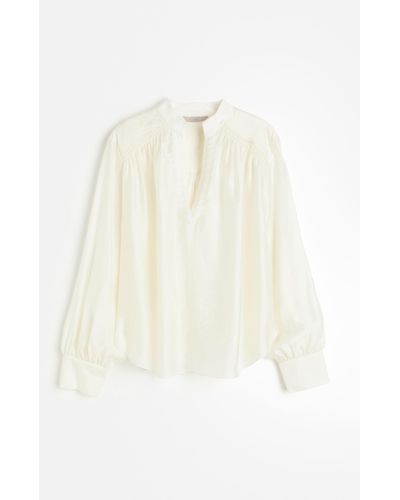 H&M Popover-blouse Van Lyocell - Wit