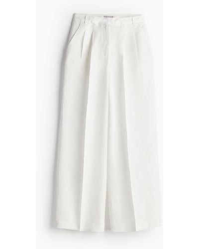 H&M Pantalon de tailleur en lin mélangé - Blanc