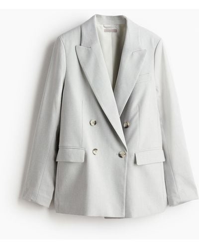 H&M Zweireihiger Oversize-Blazer - Weiß