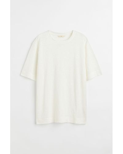 H&M T-Shirt aus Leinenjersey - Weiß