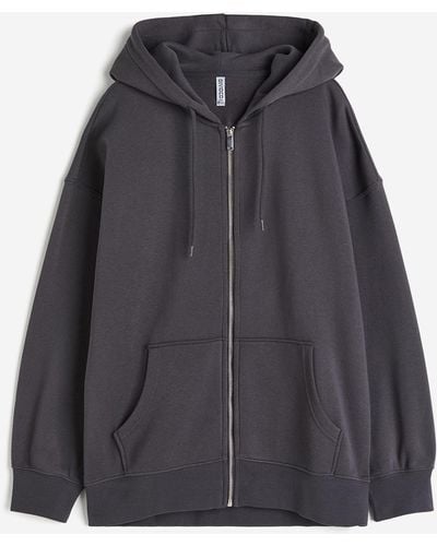 H&M Veste oversize zippée avec capuche - Noir