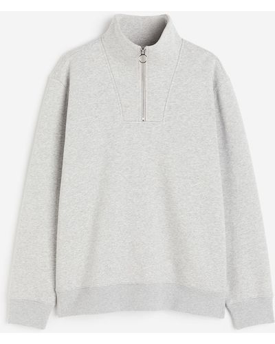 H&M Sweatshirt mit Zipper in Regular Fit - Weiß