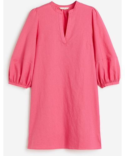 H&M Tunikakleid aus Leinenmischung - Pink