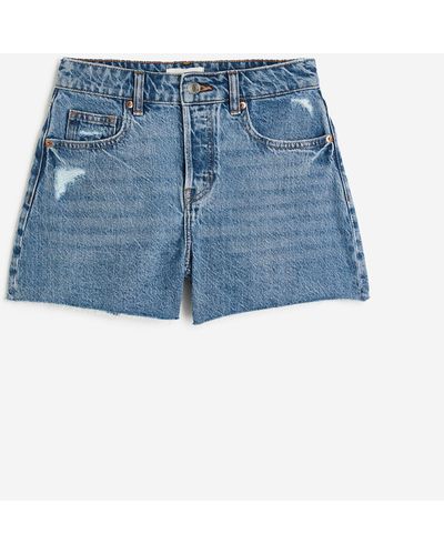H&M High Denim Shorts - Blau
