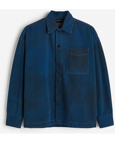 H&M Boxy Fit Shirt Ls - Blau