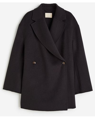 H&M Zweireihiger Mantel aus Wollmix - Schwarz