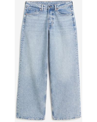 H&M Baggy Wide Low Jeans - Bleu