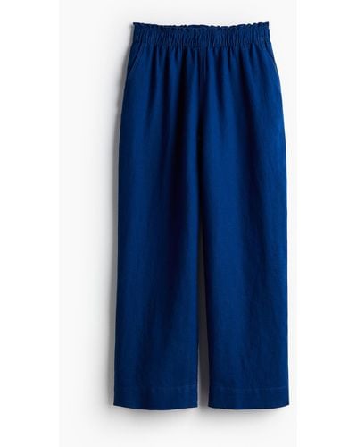 H&M Pantalon de longueur cheville en lin - Bleu