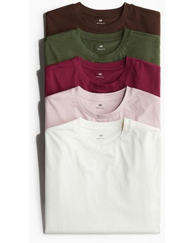 H&M Lot de 5 T-shirts Regular Fit - Marron