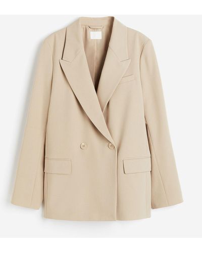 H&M Double-breasted Blazer - Naturel