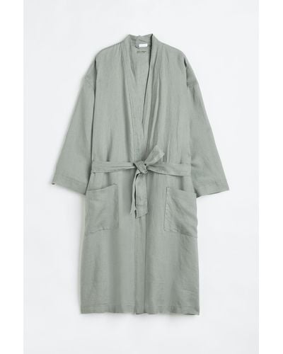 H&M Robe de chambre en lin lavé - Vert
