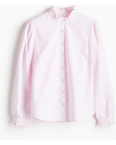 H&M Oxford-Bluse mit Volants - Pink