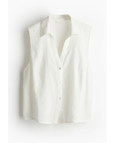 H&M Sleeveless linen-blend shirt - Weiß