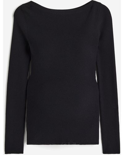 H&M MAMA Gerippter Pullover - Schwarz