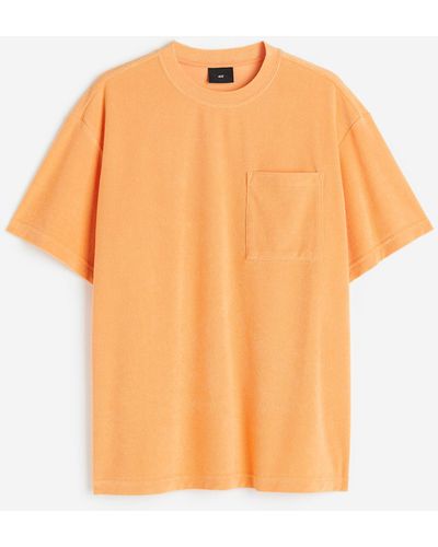 H&M T-shirt Relaxed Fit en tissu éponge - Orange