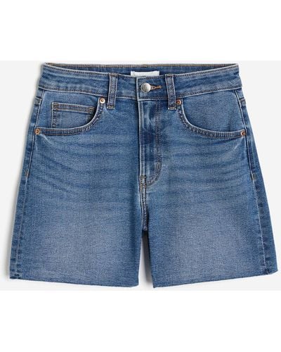 H&M Skinny High Denim Shorts - Blau