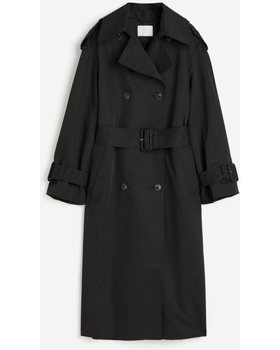 H&M Double-breasted Trenchcoat - Zwart