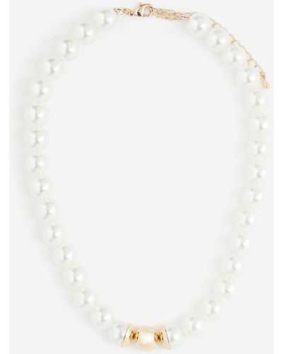 H&M Collier avec perles fantaisie - Blanc