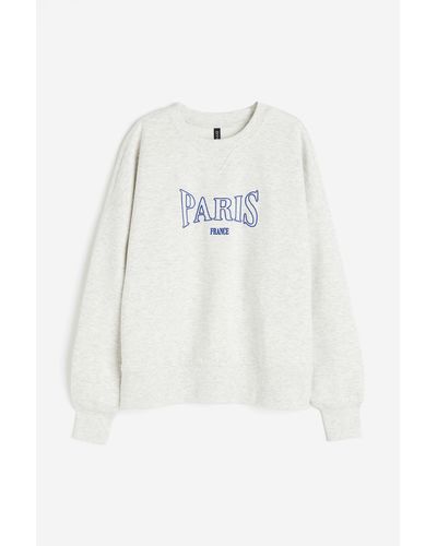 H&M Sweat oversize avec motif - Blanc