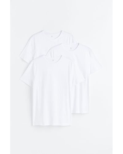 H&M 3er-Pack T-Shirts in Slim Fit - Weiß