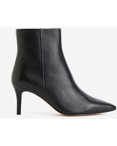 H&M Spitze Lederstiefeletten - Schwarz