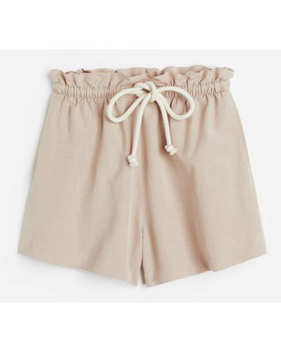 H&M Paperbag-Shorts aus Leinenmix - Natur
