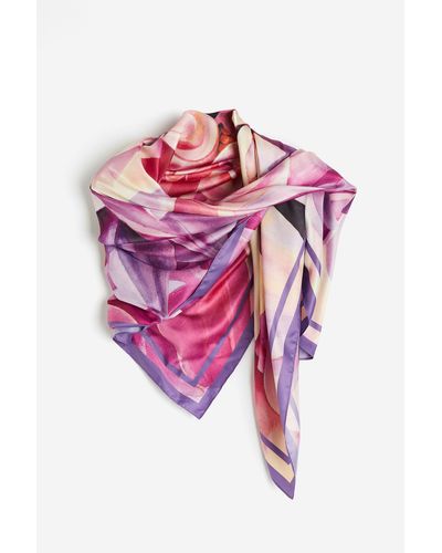 H&M Satijnen Sjaal Met Print - Roze