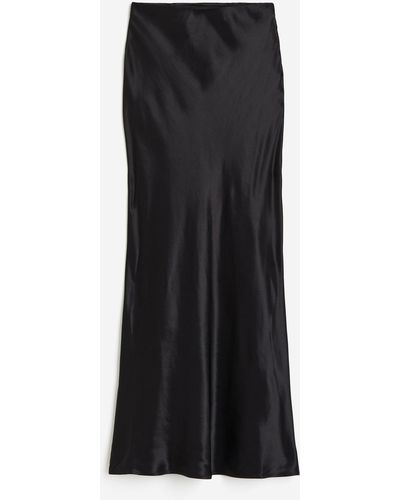 H&M Jupe maxi en satin - Noir