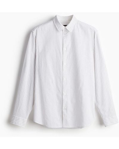 H&M Hemd aus Leinenmix in Regular Fit - Weiß