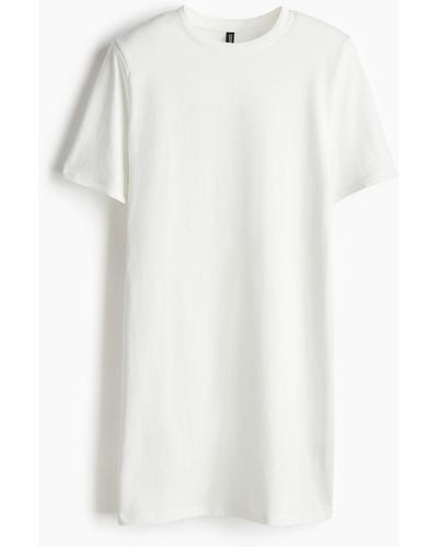 H&M T-Shirt-Kleid mit Schulterpolstern - Weiß
