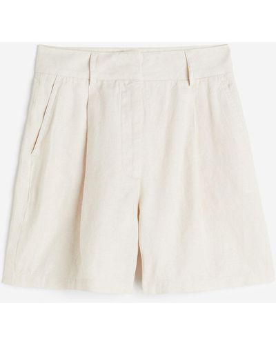 H&M Linen Bermuda Shorts - White