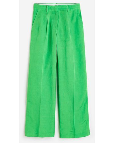 H&M Weite Hose aus Leinenmix - Grün