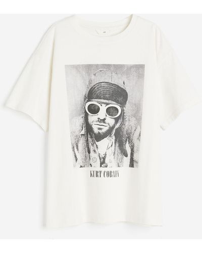 H&M Oversize-T-Shirt mit Druck - Weiß