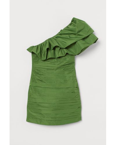 H&M Drapiertes One-Shoulder-Kleid - Grün