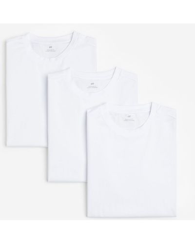 H&M 3er-Pack T-Shirts mit Rundausschnitt Regular Fit - Weiß