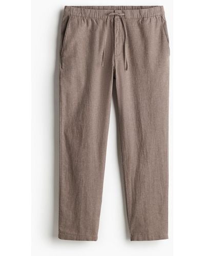 H&M Pantalon Regular Fit en lin mélangé - Marron